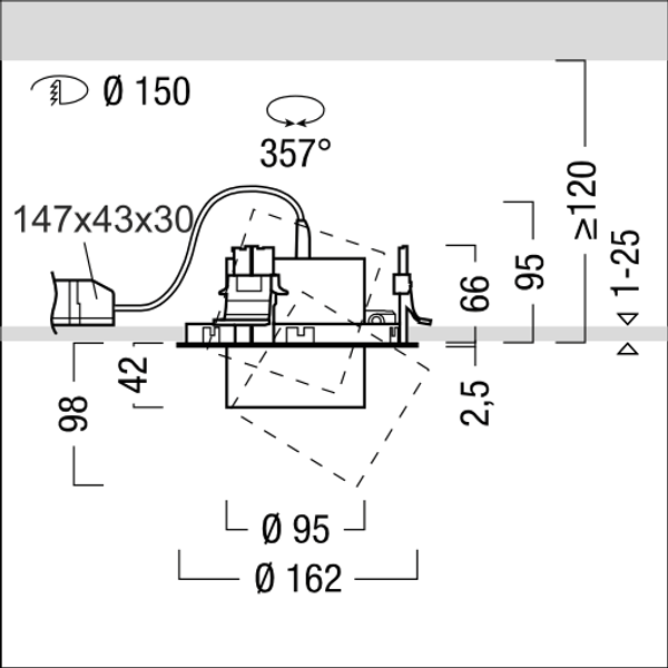 V2-R M 2400-940 SWI LWFL BK BK - ceiling-recessed luminaire image 3