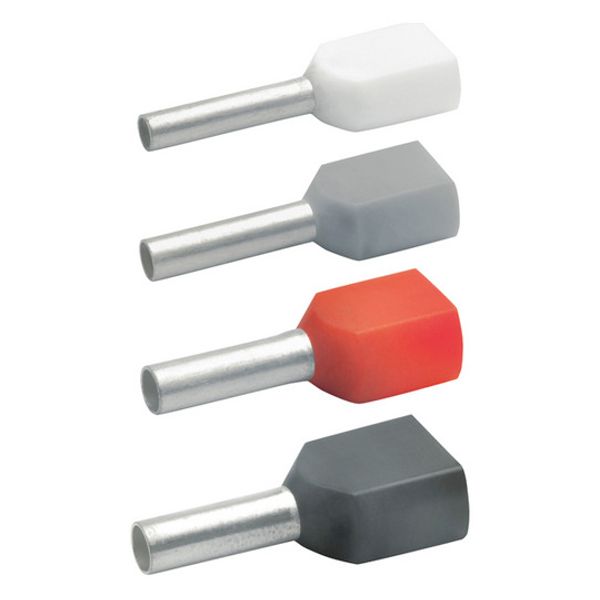 Insulated twin wire end ferrule, 1.0 mm², 15 mm/8 mm long, red, 8718 image 1