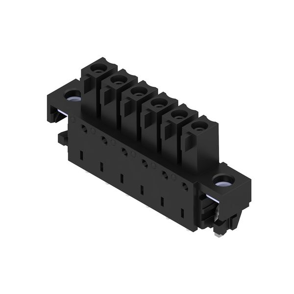 PCB plug-in connector, female header, Solder flange inverted, THT/THR solder connection, 3.81 mm, Number of poles: 6, 180°, Solder pin length (l): 1.5 mm, tinned, black, Box image 1