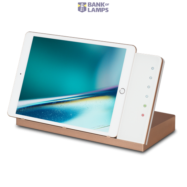 Table docking station with charging function, housing silver, glass cover white image 1