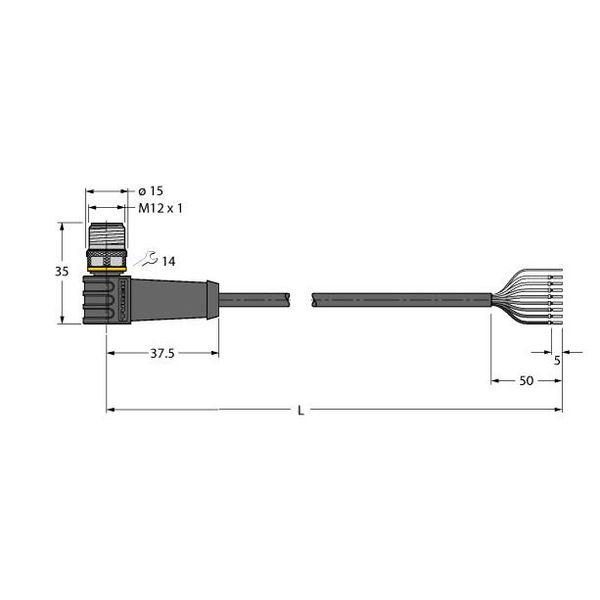 Actuator and Sensor Cable, PVC Connection Cable   WSS8T-2/TEL image 1