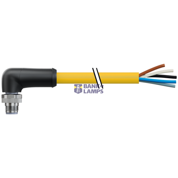 M12 Power female 90° T-cod. with cable TPE 4xAWG14 ye 1,5m image 1