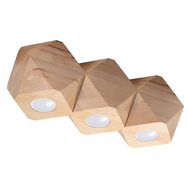 CEILING LAMP WOODY 3 NATURAL WOOD GU10 3X40W IP20 image 1