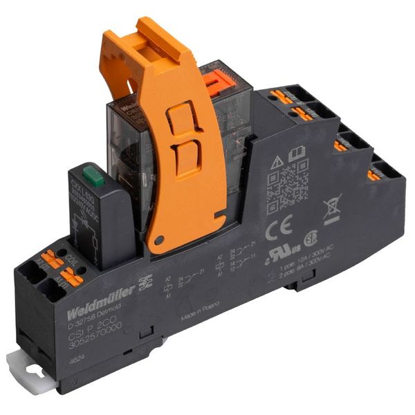 CUBESERIES, Number of contacts: 2,  CO contact AgNi, Rated control voltage: 24 V AC +10 % / -20 %, Continuous current: 8 A, PUSH IN, Test button available: Yes image 1