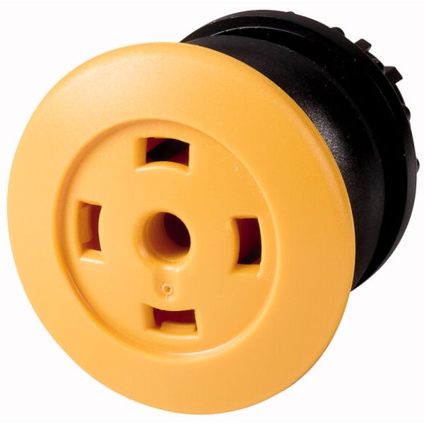 M22S-DRP-Y-X Mushroom actuator, RMQ-Titan, Mushroom, maintained, Mushroom yellow, Without button plate, Bezel: black image 1
