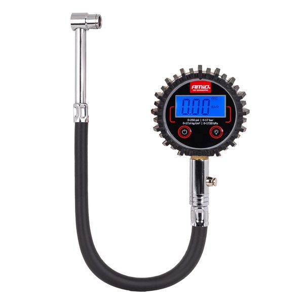 Digital Tire Pressure Gauge with Hose and Bleed Valve 17 bar AMIO-04465 image 1