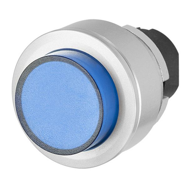 Projecting push-button, illuminated, flush-mount, momentary, blue image 1
