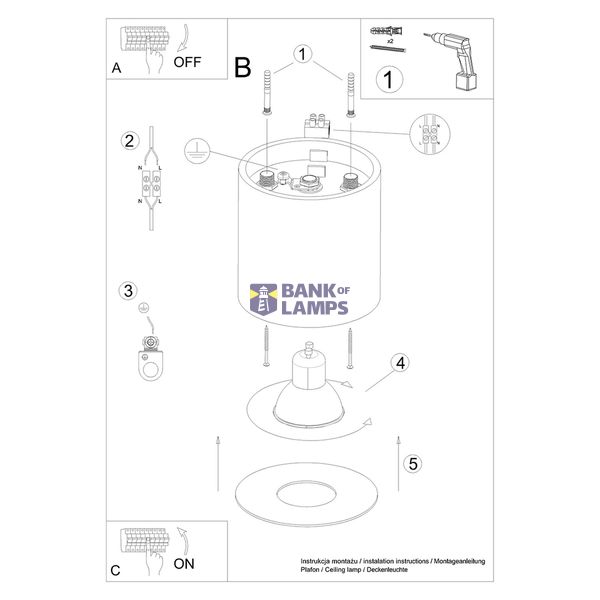 CEILING LAMP MICA WHITE GU10 1X10W IP20 image 7
