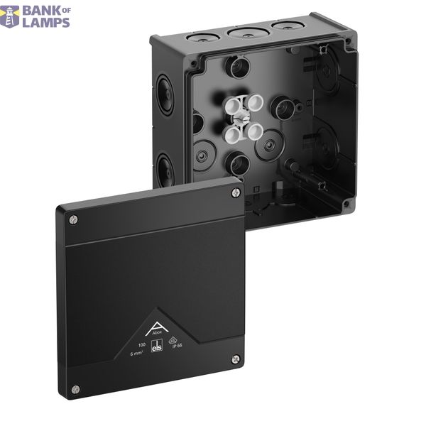 Junction box, Type of protection IP66, max. 10², Impact strength IK07, Protection class II, Ui 1000V AC, Ui 1000V DC, DLG, VDE, Halogen free Abox 100-L/sw image 1