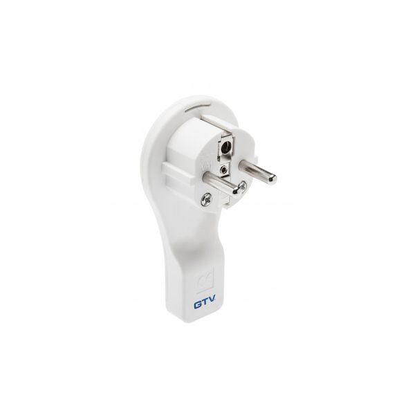 Flat electrical plug, angled 16A, 250 V, white image 1