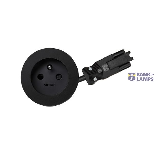 Furniture power socket with grounding (grounding pin), Simon 400 Flash 60, 230V, 16A, 20 cm cable; Wieland quick connector, black image 1