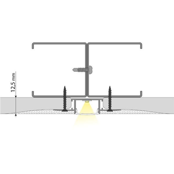 Built-in aluminum profile AZ for plasterboard 62x14mm White diffuser 3m image 1