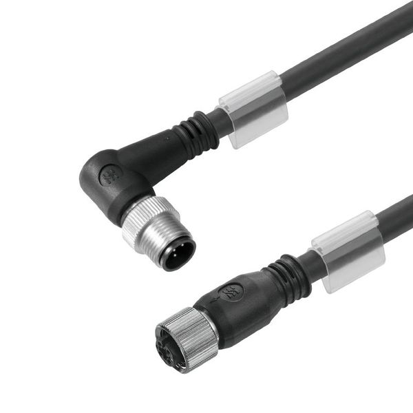 Bus line, Connecting line, M12 / M12, Number of poles: 2, 1 m, pin, angled - bush straight, Shielded: Yes, LED: No, Sheath material: PVC, Halogen: Yes image 1