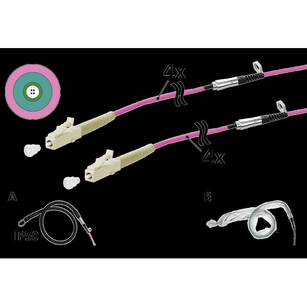 OpDAT VIK Universal cable 4xOM4, LC-LC, 75 m, one-sided pulling aid IP image 2