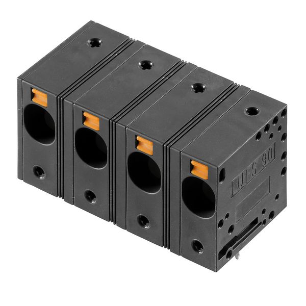 Printed circuit board terminals, 15.00 mm, Number of poles: 7, 90°, Solder pin length (l): 5 mm, black, PUSH IN without actuator, Clamping range, max. : 16 mm², Box image 1