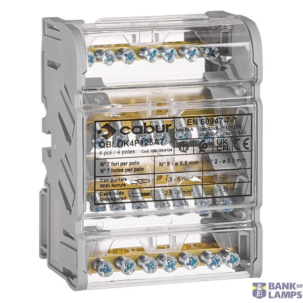 Branch terminal main, 4-pole, 125A, input 2x25mm², output 5x6mm² image 1