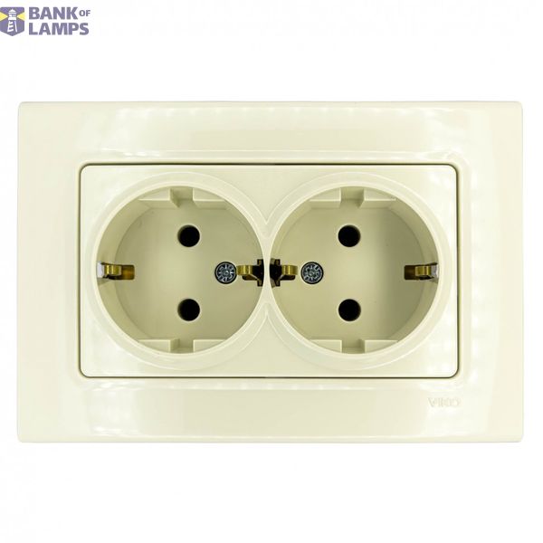 Linnera-Rollina Two Gang Earthed Socket Beige image 1