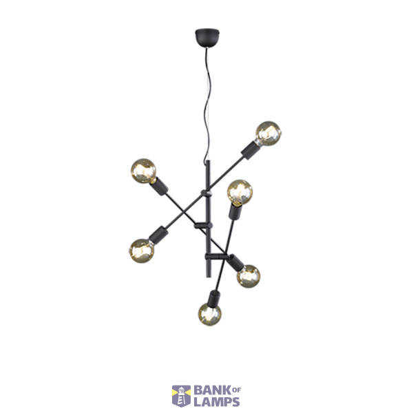 Cross pendant 6xE27 matt black image 1