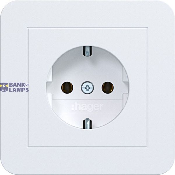 SCHUKO wall socket with cover plate, plug-in type, C.1, matte light white image 1