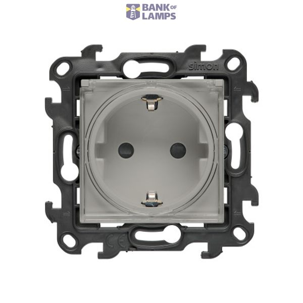 SOON ON SALE, single socket outlet with Schuko earthing for IP44 without seal frame, with shutters, (module), Simon 24, IP44, cashmere image 1
