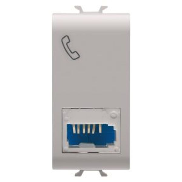 BRITISH STANDARD TELEPHONE SOCKET - 6 CONTACTS - SCREW-ON TERMINALS - 1 MODULE - NATURAL SATIN BEIGE - CHORUSMART image 1