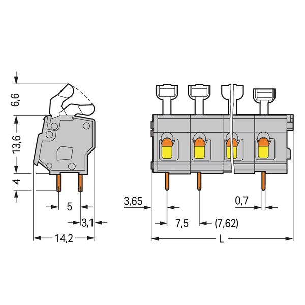 PCB terminal block push-button 2.5 mm² gray image 4