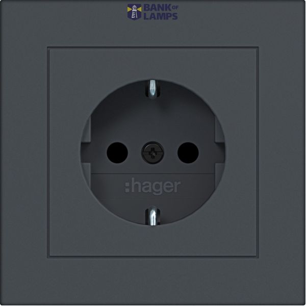 SCHUKO wall socket with cover, Safety Plus, plug-in class A.1 anthracite image 1