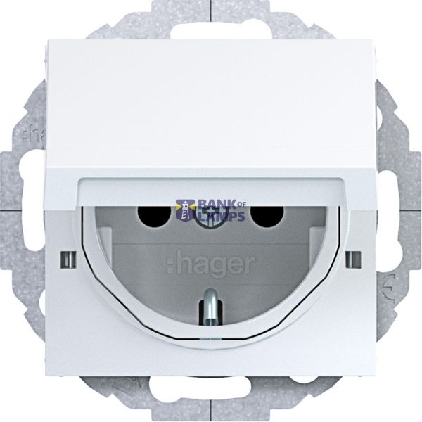 SCHUKO wall socket, locking mechanism, variable 45°, A.x/C.x white glass image 1