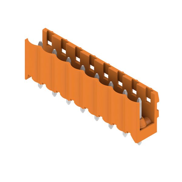 PCB plug-in connector, male header, open side, THT solder connection, 5.00 mm, Number of poles: 8, 180°, Solder pin length (l): 3.2 mm, tinned, orange, Box image 2