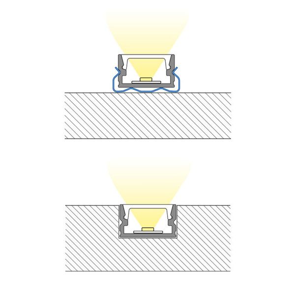 Attached aluminum profile black PM 12x7mm, including White diffuser 1m image 1