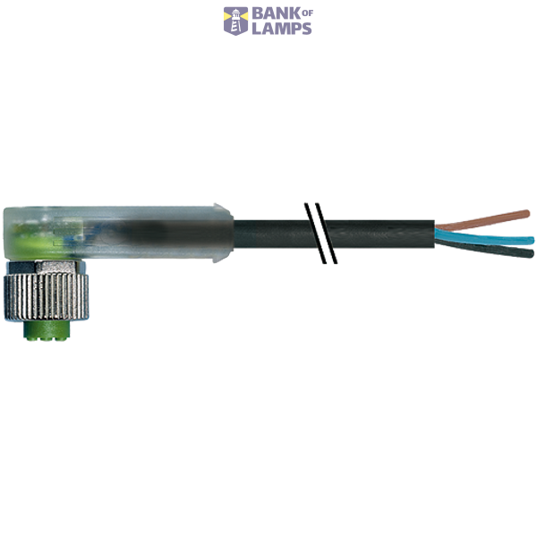 M12 female 90° A-cod. with cable LED PUR 4x0.34 bk UL/ CSA+drag 3.5m image 2