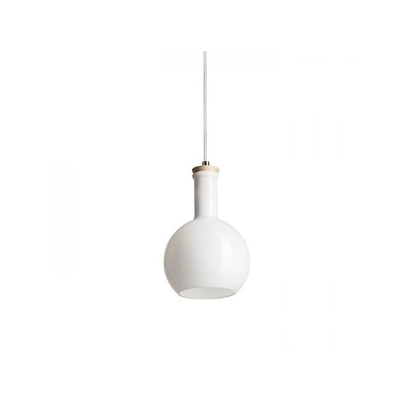 PULIRE RD pendant opal-colored glass/wood/chrome 230V LED E14 6W image 1