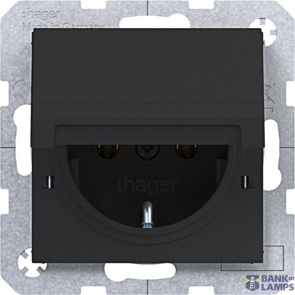 SCHUKO wall socket, locking pin, plug-in, A.x/C.x, matte black image 1