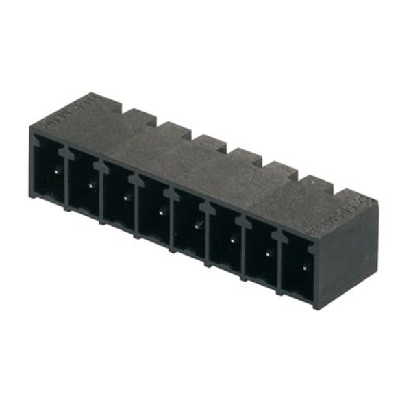 PCB plug-in connector, male header, closed side, THT/THR solder connection, 3.81 mm, Number of poles: 8, 90°, Solder pin length (l): 1.5 mm, tinned, black, Tape image 1
