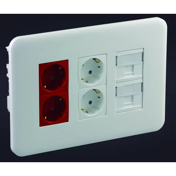 WHITE FLUSH MNT WORKST W/2RJ+2SO R+2SO W SKO image 1