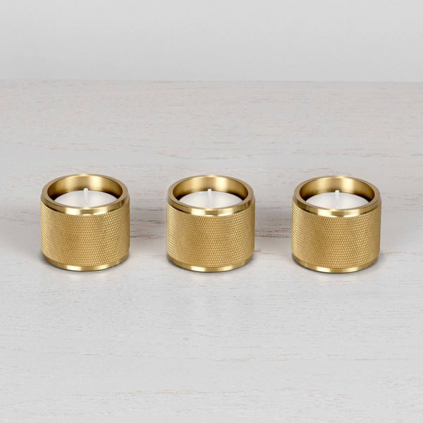 TEALIGHT CANDLE HOLDER / CROSS / BRASS / SET OF 3 image 1