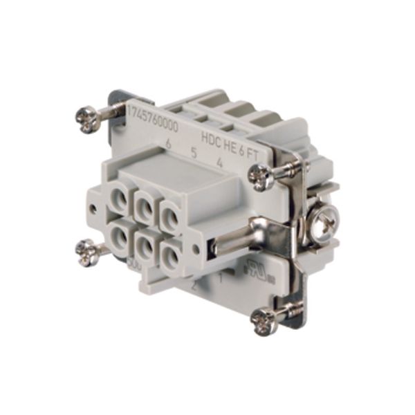 HDC insert, Female, 500 V, 24 A, Number of poles: 6, Tension-clamp connection, Size: 3 image 1