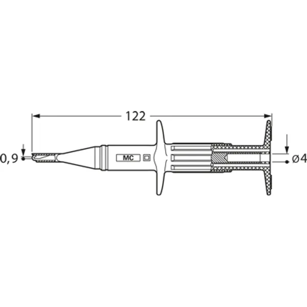 Clamp test probe, red, max. 0.9 mm, L 122 mm, CAT III, socket 4 mm, 66.9116-22 image 1