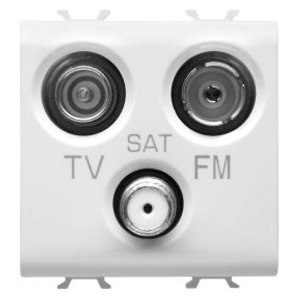 SOCKET-OUTLET TV-FM-SAT - DIRECT - 2 MODULES - SATIN WHITE - CHORUSMART image 1
