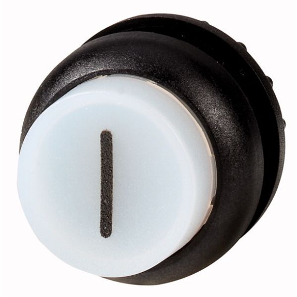M22S-DRLH-W-X1 Illuminated pushbutton actuator, RMQ-Titan, Extended, maintained, White, inscribed 1, Bezel: black image 1