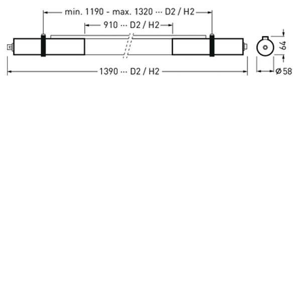 Surface-mounted luminaire So-Tube D Diffuser Black tubular ETDD 14W 1900lm Lambertian (L) IK02 3 SDCM image 1