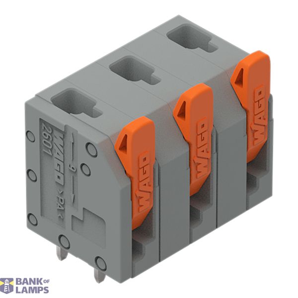 2601-3303 PCB terminal block; lever; 1.5 mm²; Pin spacing 7.5 mm; 3-pole; Push-in CAGE CLAMP®; 1,50 mm²; gray image 1