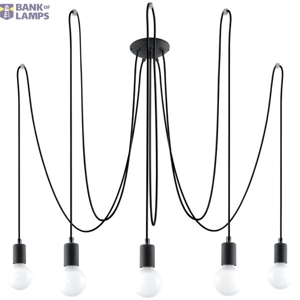 EDISON CHANDELIER 5 BLACK E27 5X60W IP20 image 2