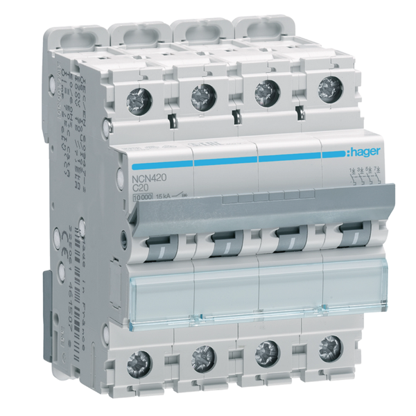 Miniature circuit breaker NCN 4P 20A C-curve 10/15kA image 1