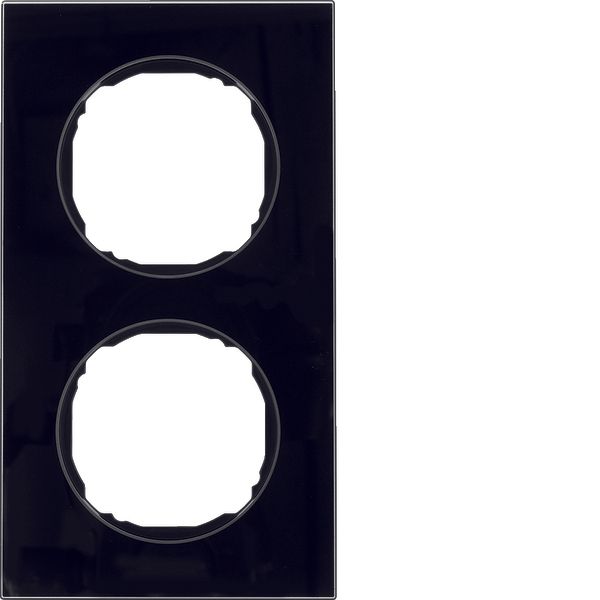 Frame 2gang, flat, R.8, glass black image 1
