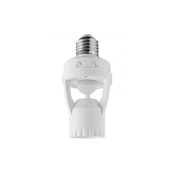 Motion detector CR-6, max. 60W, E27, AC220-240V, 50/60Hz, angle 360°, range 6m ± 2-3,5m, IP20, working with LED, white housing image 1