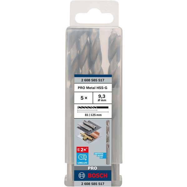 Metal drill bits HSS-G, DIN 338 9,3 x 81 x 125 mm 5 pcs. image 1