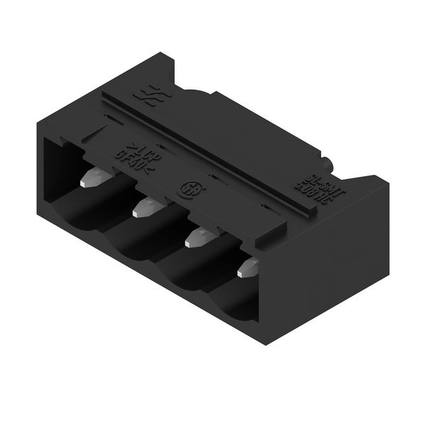 PCB plug-in connector, male header, closed side, THT/THR solder connection, 5.08 mm, Number of poles: 4, 90°, Solder pin length (l): 3.2 mm, tinned, black, Box image 2