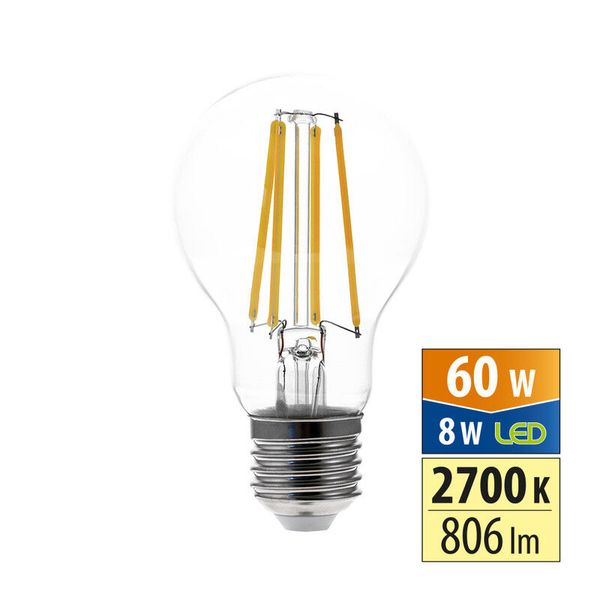 LED bulb 8W, E27, 2700K, CRI80, ex. angle 320°, 360° 806lm image 1