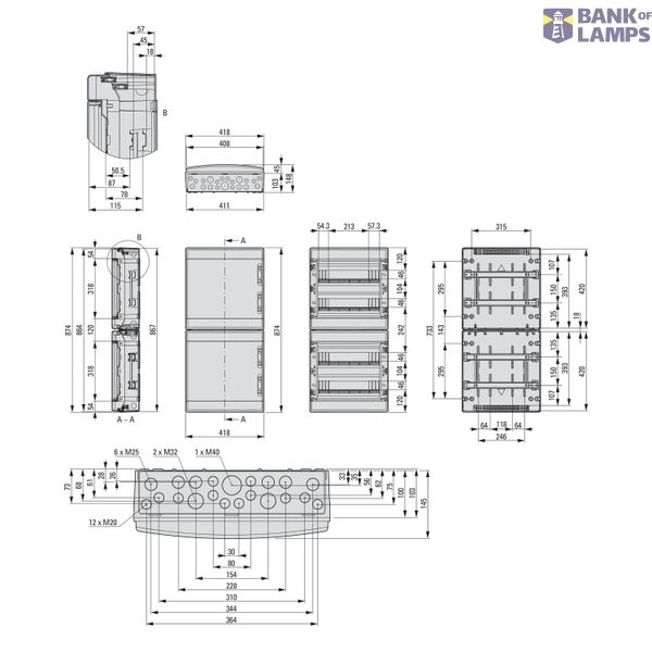 Surface Mounted Board, IP65, IK08, 4-rows 72 modules with screw termin image 7